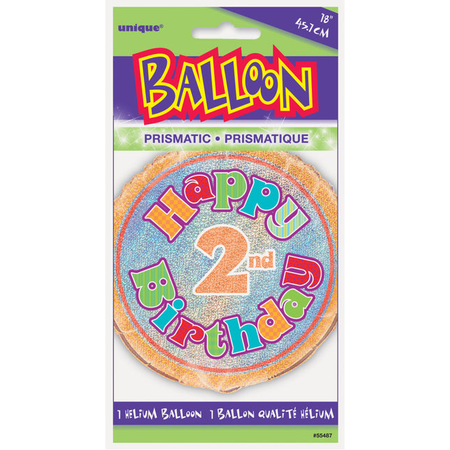 Heliumballon 2 Jahre Glitter 45cm leer