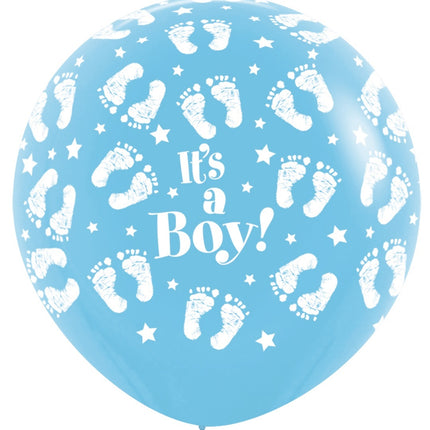 Ballons It's a Boy Fußabdruck Hellblau 039 91cm 2Stk.