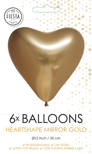 Herz Ballons Gold 30cm 6Stk