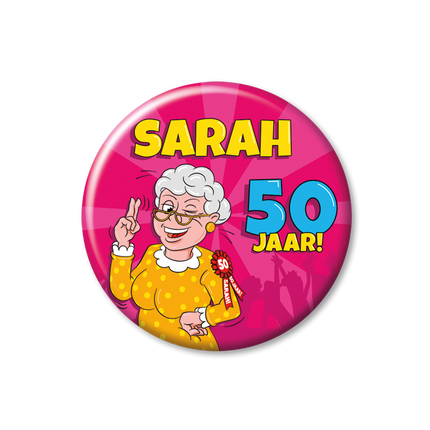 50 Jahre Button Hooray Sarah 5,5cm