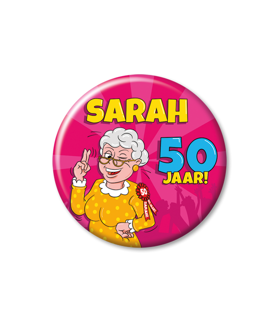 50 Jahre Button Hooray Sarah 5,5cm