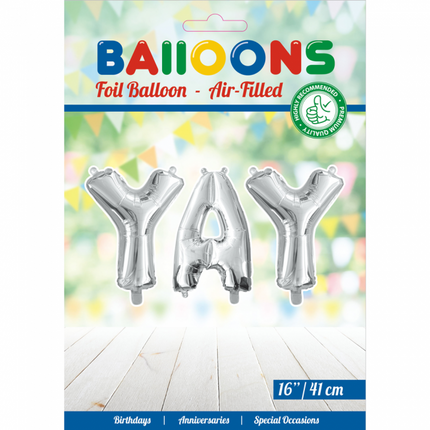 Ballons Buchstaben Set Yay Silber 41cm