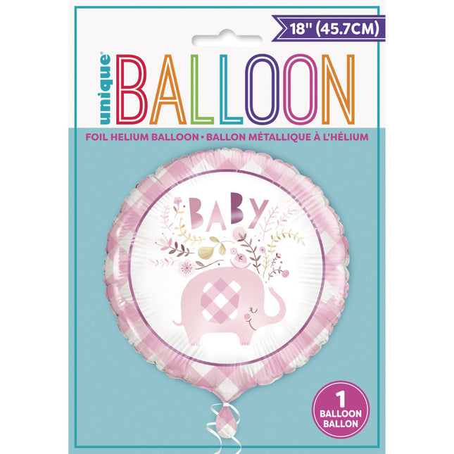 Helium Ballon Baby Elefant Rosa 45cm leer