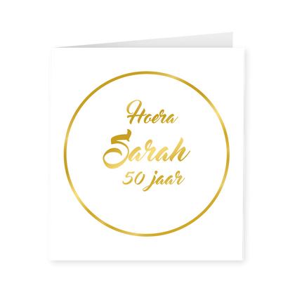 Karte Sarah 50 Jahre Gold Weiß 15cm