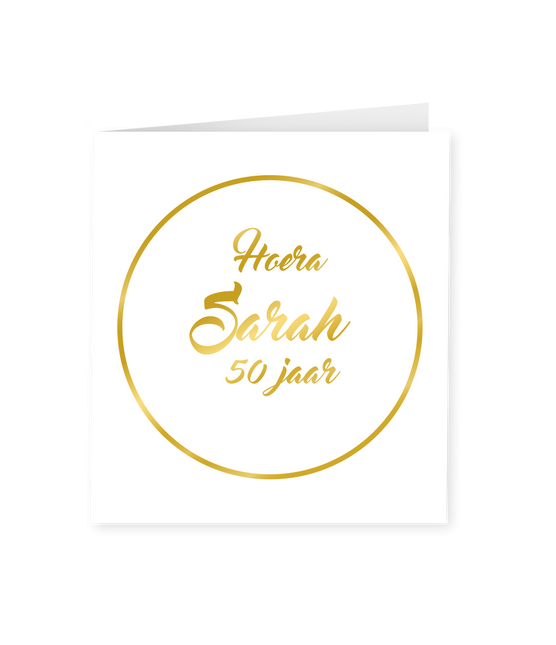 Karte Sarah 50 Jahre Gold Weiß 15cm