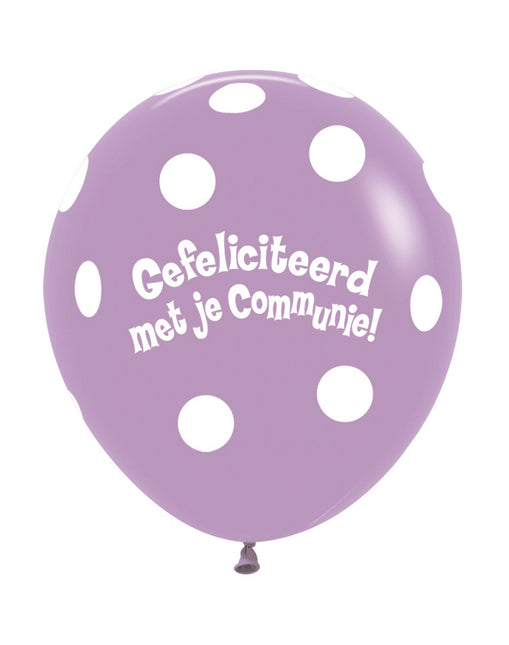 Ballons Kommunion Polka Dots Flieder 45cm 25Stk.