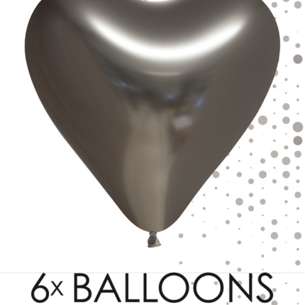 Herz Ballons Grau 30cm 6Stk