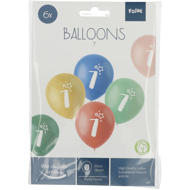 Ballons 7 Jahre Bunt 33cm 6Stk