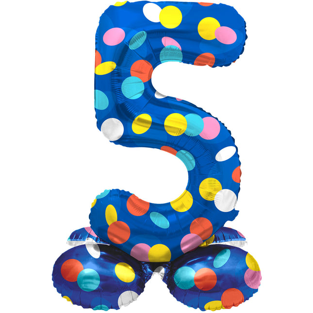 Zahl Ballon 5 Jahre Dots mit Standard leer 72cm