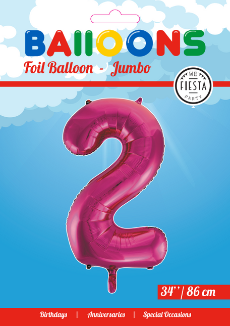Folienballon Figur 2 Fuchsia XL 86cm leer
