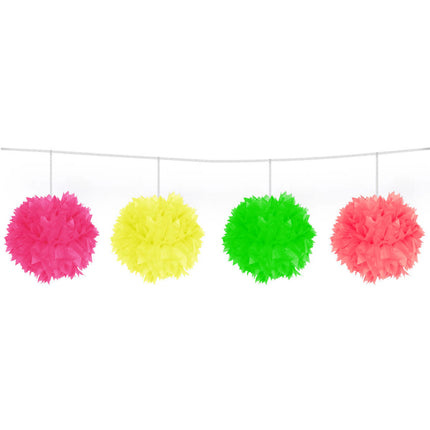 Bunte Girlande Pompon Neon 3m