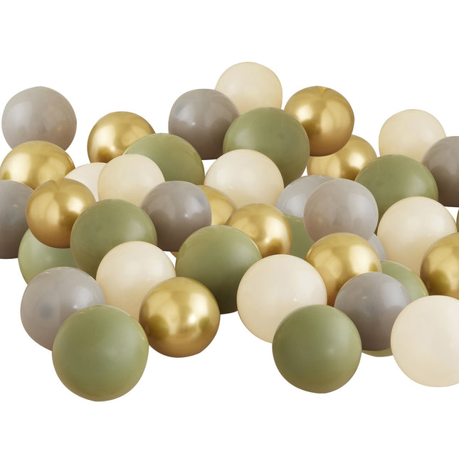 Grün Gold Grau Beige Luftballons 13cm 40Stück