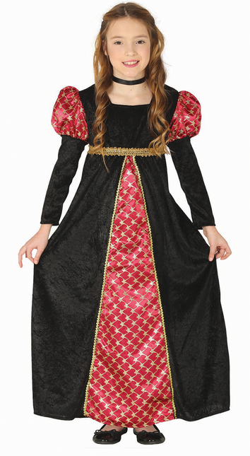 Mittelalterliches Kleid Kind Schwarz Rot