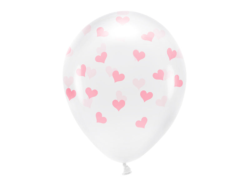 Weiße Ballons Hellrosa Herzen 33cm 6 Stk.