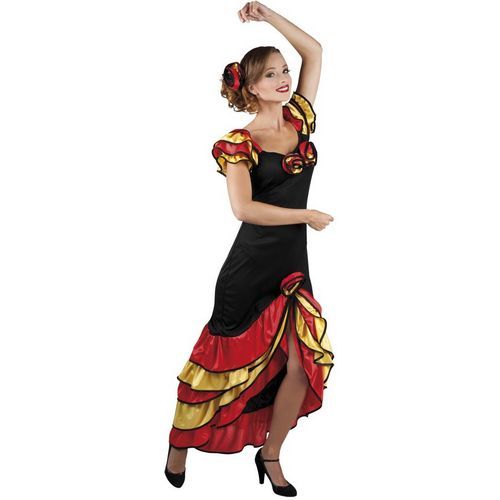 Spanisches Kleid Flamenco Rot Gelb