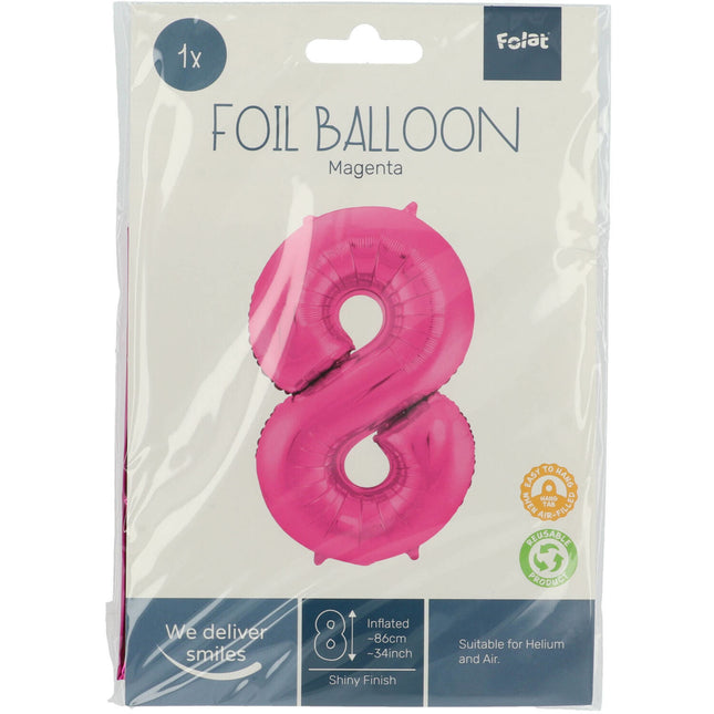 Folienballon Figur 8 Fuchsia Metallic XL 86cm leer