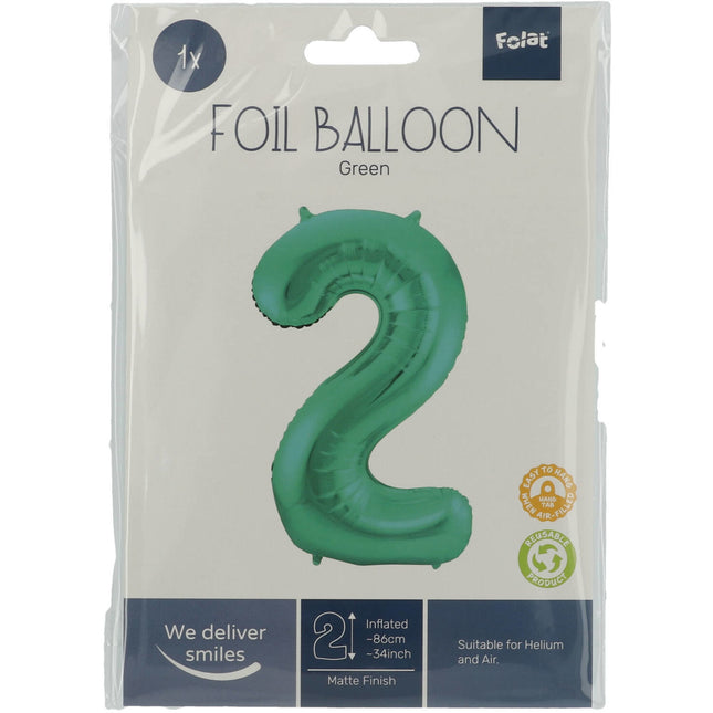 Folienballon Figur 2 Matt Grün XL 86cm leer