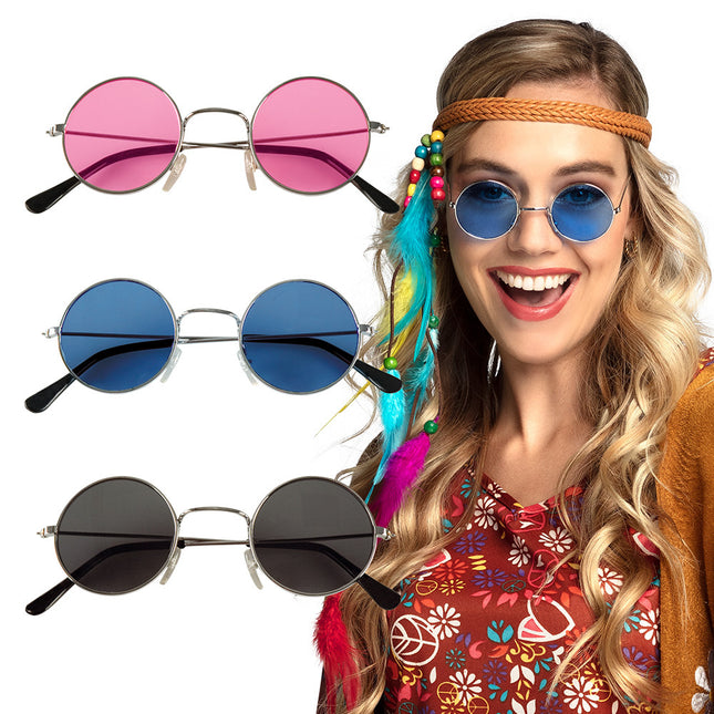 Bunte Hippie-Brille 3tlg.