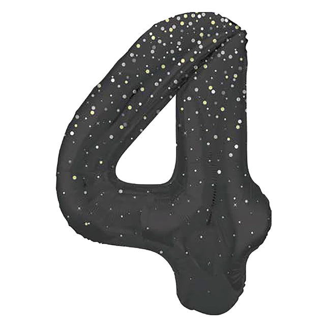 4 Jahre Figur Ballon Black Dots 86cm