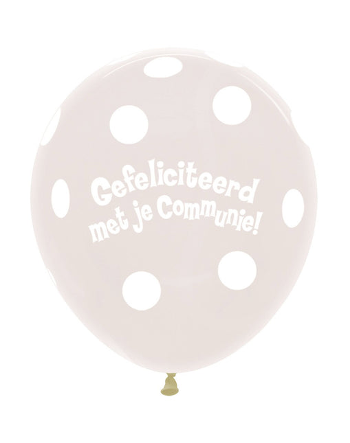 Ballons Kommunion Polka Dots Klar 45cm 25Stk