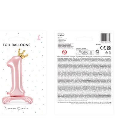 Folienballon Figur 1 Hellrosa Standard Leer 84cm