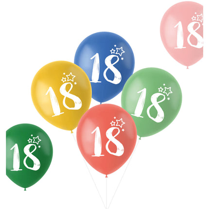 Ballons 18 Jahre Bunt 33cm 6Stk