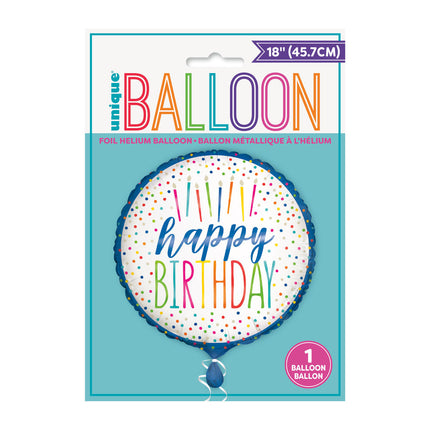 Heliumballon Happy Birthday Kerzen bunt 45cm leer