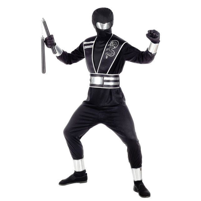 Ninja Anzug Schwarz Silber Junge