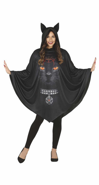 Katze Halloween Poncho Damen