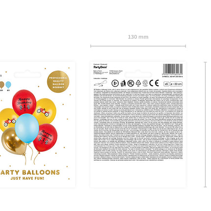 Luftballons Happy Birthday Race Mix 30cm 6 Stk.