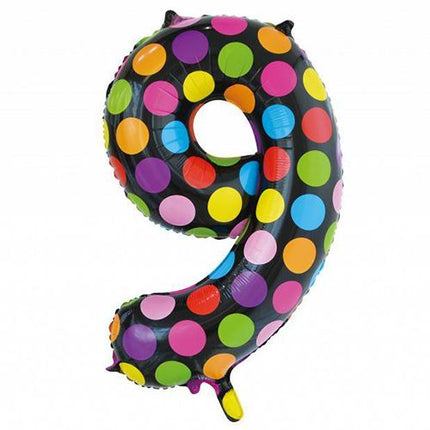 Folienballon Figur 9 Dots XL 86cm leer