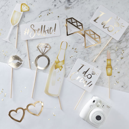 Gold Hochzeit Photobooth Requisiten 10pcs