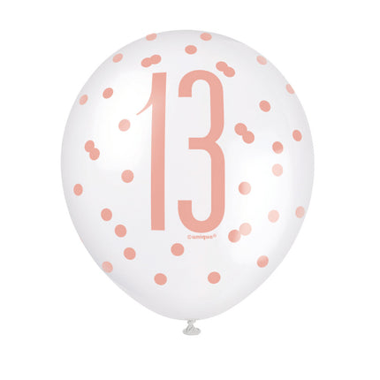 Ballons 13 Jahre Rose Gold 30cm 6Stk