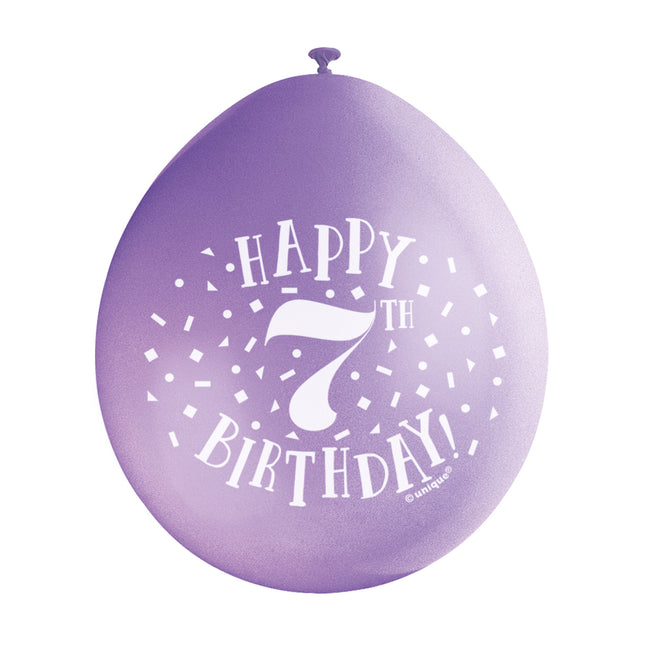 Luftballons Happy Birthday 7 Jahre 28cm 10Stk