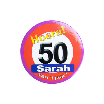 50 Jahre Button Sarah Verkehrsschild 5,5cm