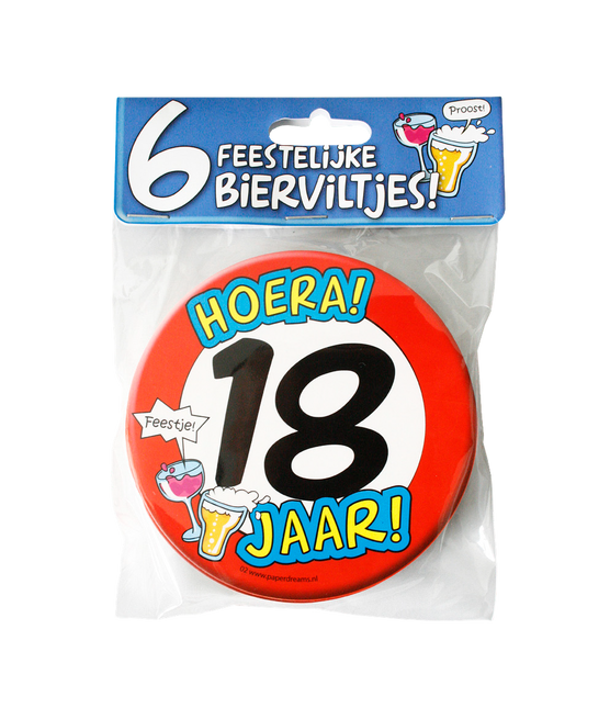 Bierdeckel 18 Jahre 12,5cm 6Stk.