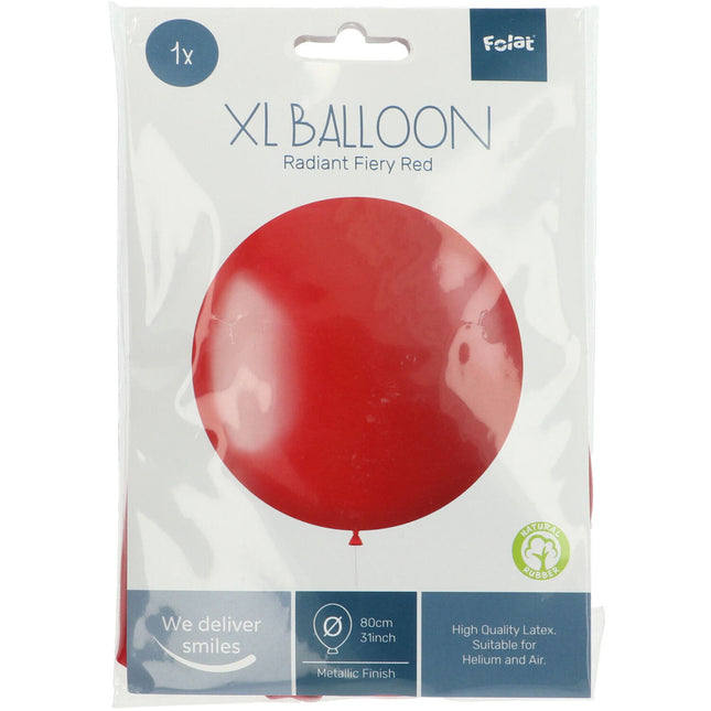 Roter Ballon Metallic Feurig Rot 80cm