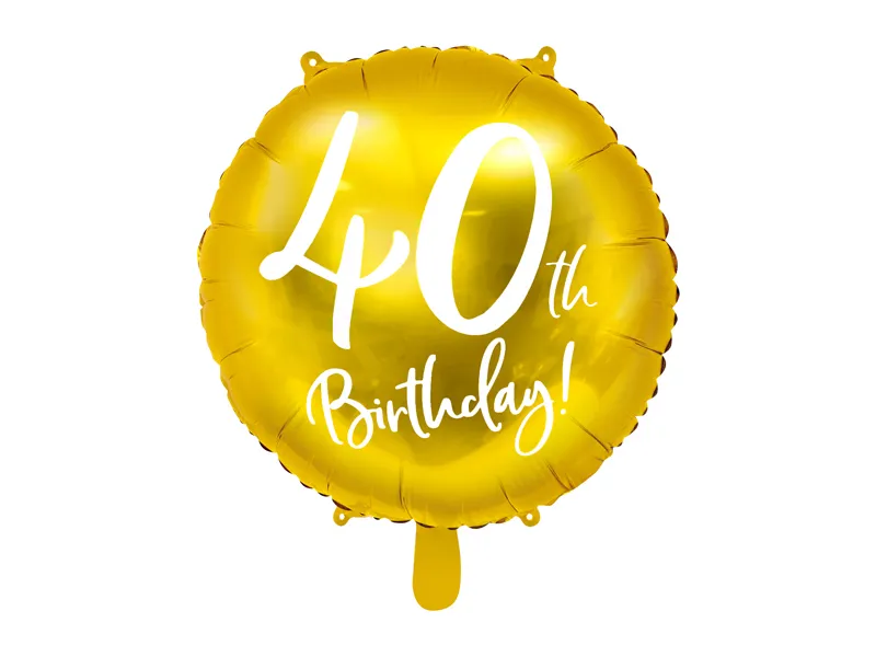 Helium Ballon 40Th Geburtstag Gold Leer 45cm