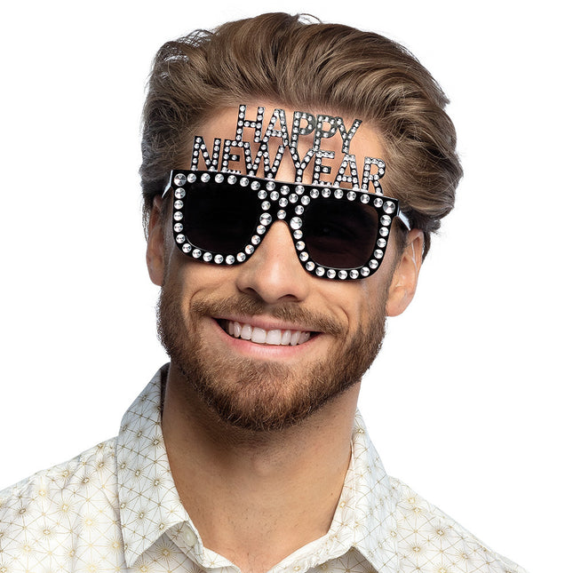 Frohes neues Jahr Brille Glitter