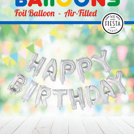 Buchstaben-Ballon-Set Happy Birthday Silber