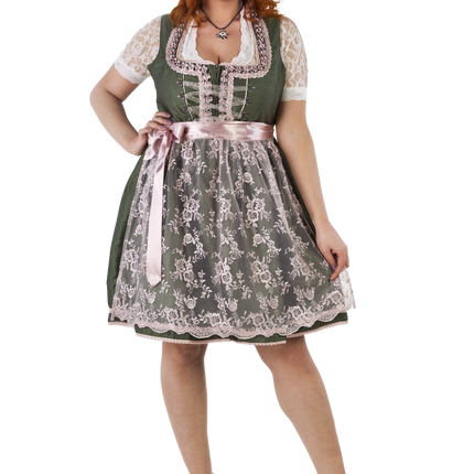 Weiß Grünes Dirndlkleid Oktoberfest Damen 2 Stück