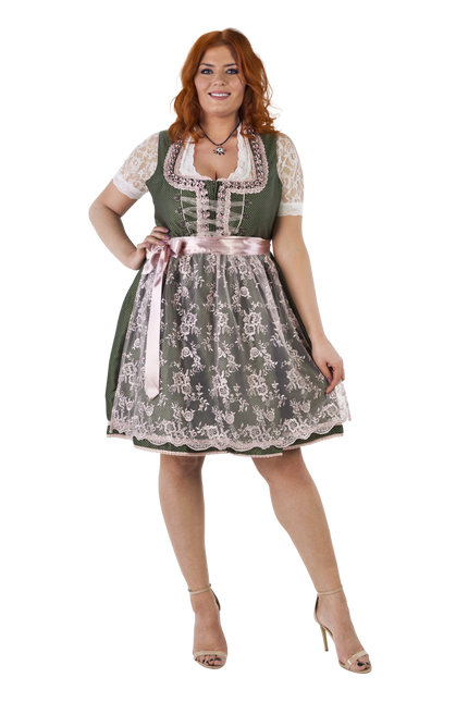 Weiß Grünes Dirndlkleid Oktoberfest Damen 2 Stück