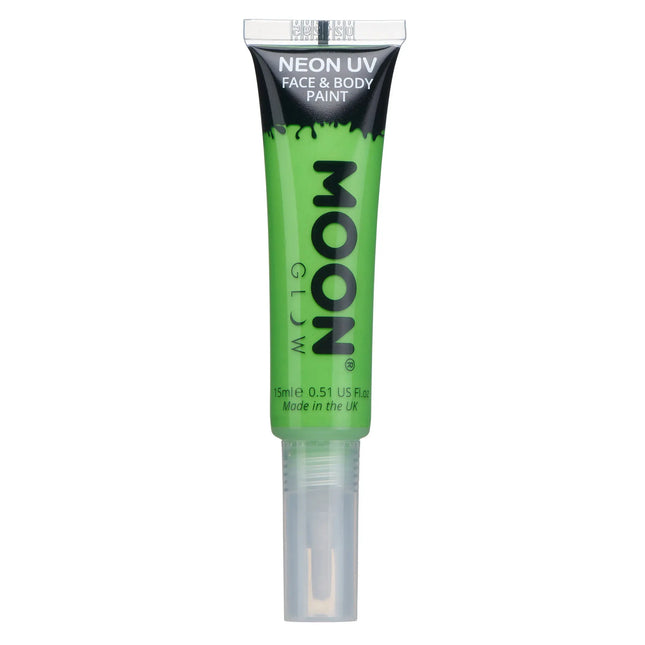 Moon Glow Neon UV Face Paint mit Pinselapplikator Intensives Grün 15ml