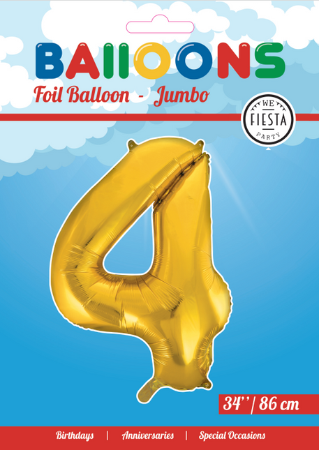 Folienballon Figur 4 Gold XL 86cm leer