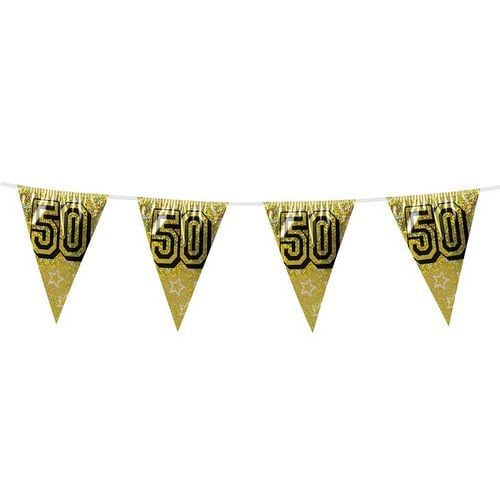 Girlanden 50 Jahre Gold Glitter 8m