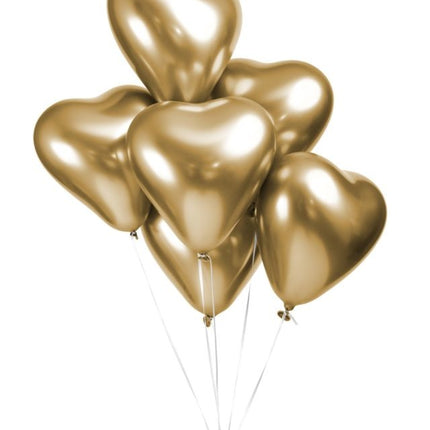 Herz Ballons Gold 30cm 6Stk