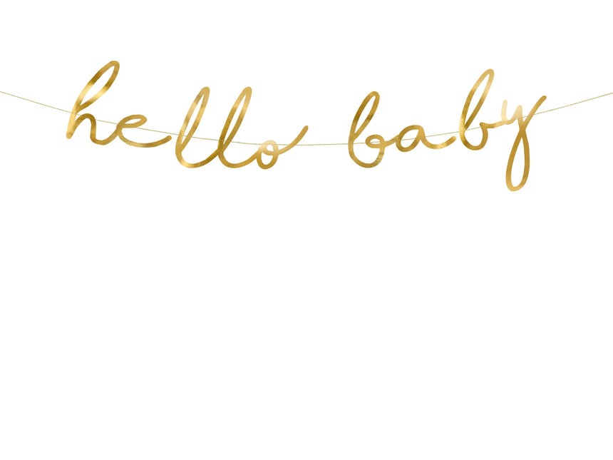 Geburtsgirlande Hello Baby Gold 70cm