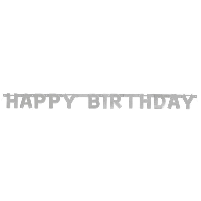 Letter String Happy Birthday Silber Metallic 1,2m