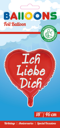 Helium Ballon Herz Ich Liebe Dich 45cm leer