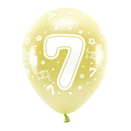 Ballons 7 Jahre Gold 33cm 6 Stk.